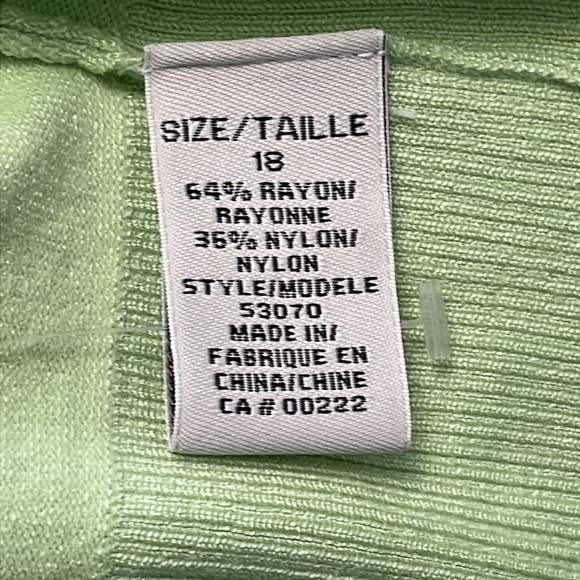 Lightweight Sweater By Jessica, Light Green, NWT  SZ 18 - Picture 8 of 9